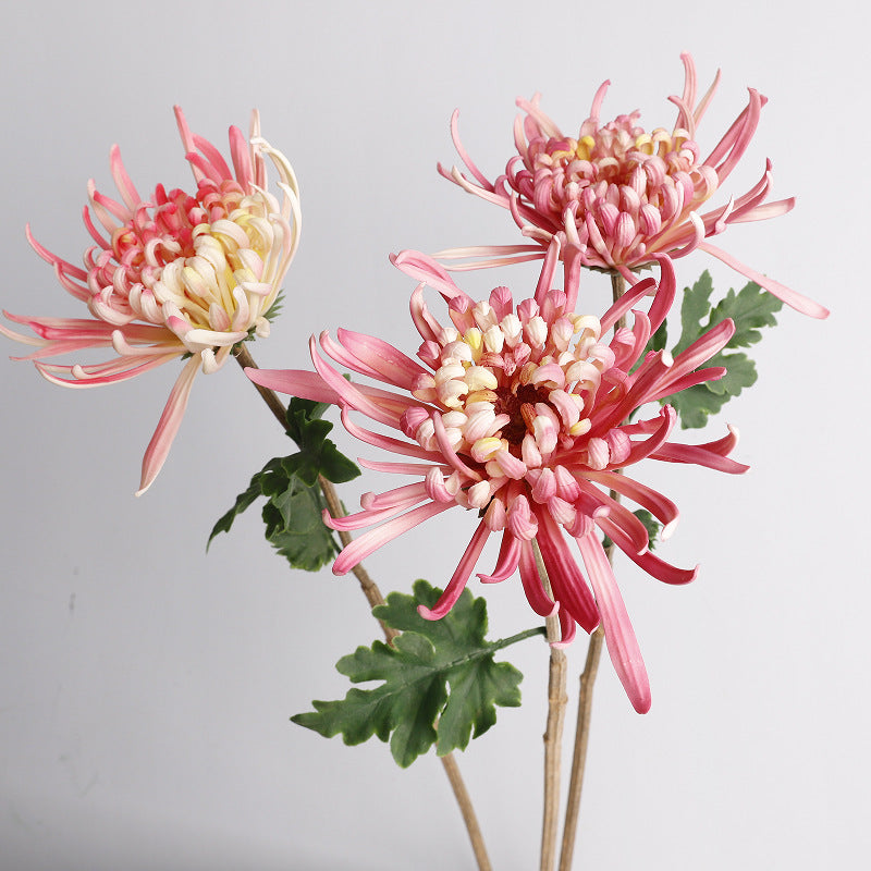 Artificial Chrysanthemum Single Stem, Realistic PU Flower for Home Decor, Weddings & Events, 28" Tall with 8" Bloom