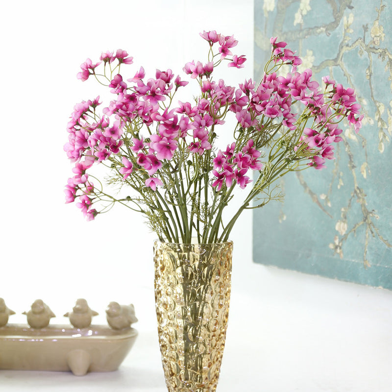 Artificial Larkspur Bush, 22" Tall Faux Flower Stems, Realistic Plastic Greenery for Home Decor, Weddings & Events