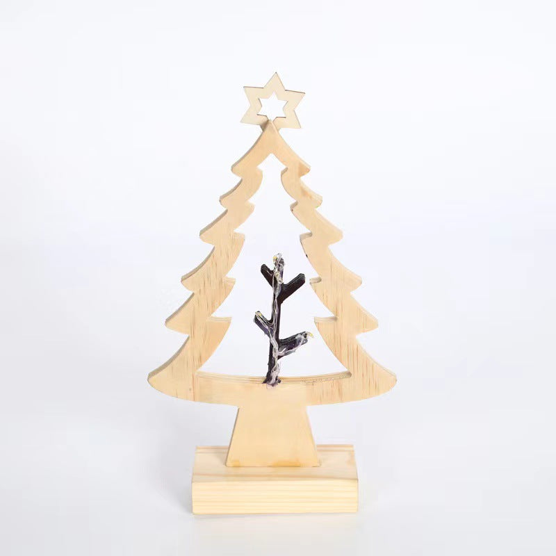 Bulk Hollow-out Xmas Tree Ornaments with Top Five-pointed Star for Home Tabletop Decor Gifts Wholesale
