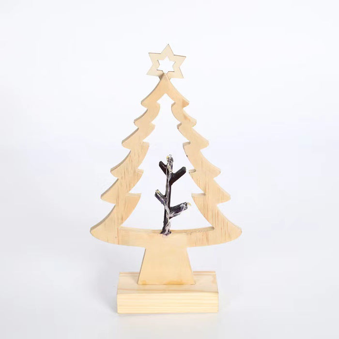 Bulk Hollow-out Xmas Tree Ornaments with Top Five-pointed Star for Home Tabletop Decor Gifts Wholesale
