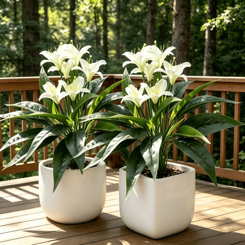 Artificial Lily Bouquet with 3 Blooms, Home & Outdoor Decor