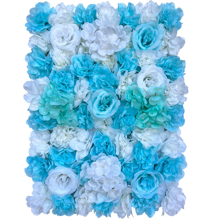 Bulk 11 Sq ft. | 4 Panels Artificial Rose Black Hydrangea Wedding Decor Flower Wall Mat Backdrop UV Protected Wholesale