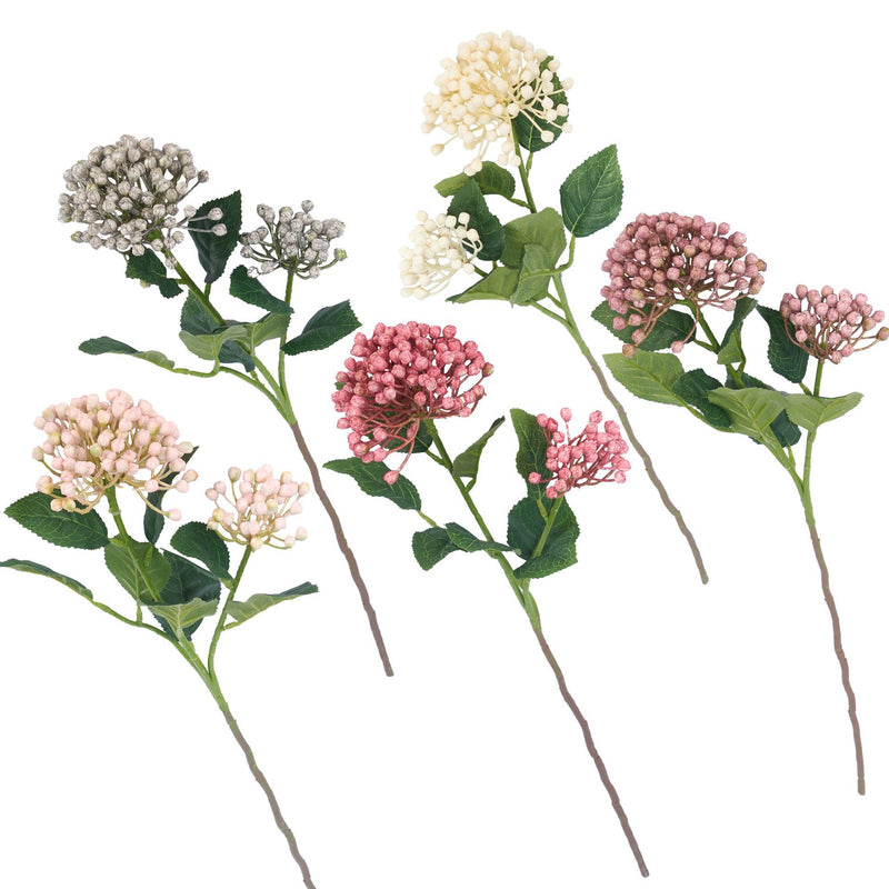 Artificial Hydrangea Berry Bush with Leaves, Faux Wild Fruit Floral Pick for Vase Arrangements, DIY Wedding & Home Decor