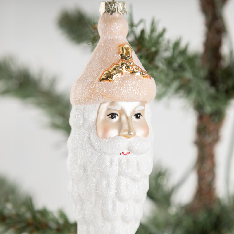 Bulk Christmas Ornaments Icicle Santa Glass Hanging Decoration with Chain for Xmas Tree Decor Wholesale