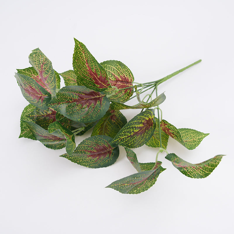 Artificial Perilla Leaf Stem, Single Bush with 5 Blooms, 14" Tall, Realistic Faux Greenery for Home Decor, Weddings & Events
