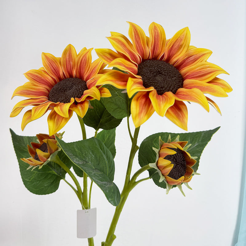 46" Artificial Sunflower Bush with 2 Blooms, Modern Farmhouse Decor for Weddings, Homes & Events
