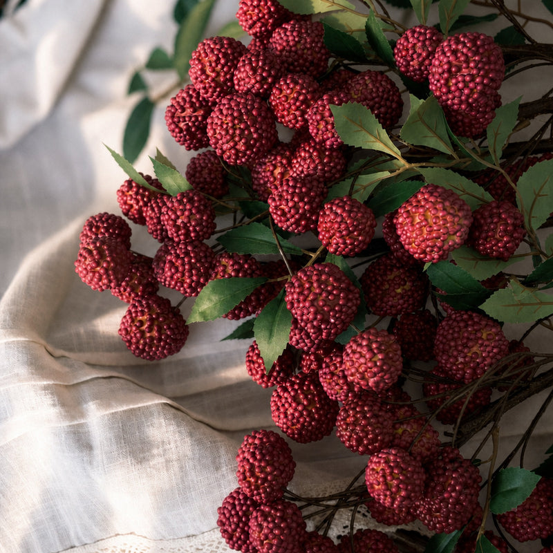 Artificial Lychee Fruit Branch Bush, 22 Inches, Rustic Home Decor, Window Display