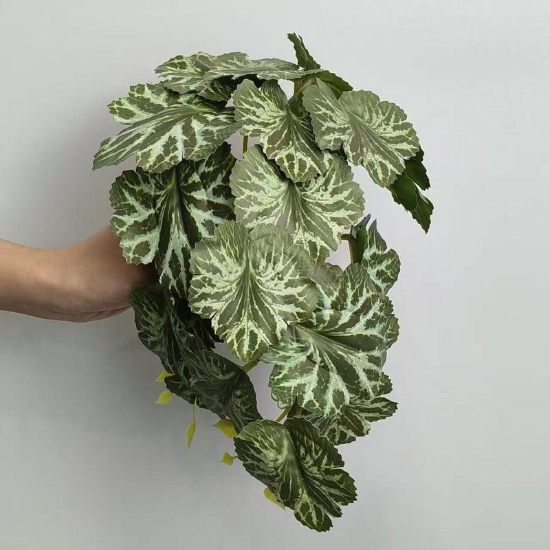 Single Stem Begonia Leaf Artificial Greenery, 12 Inches, Plastic, for Home & Commercial Decor