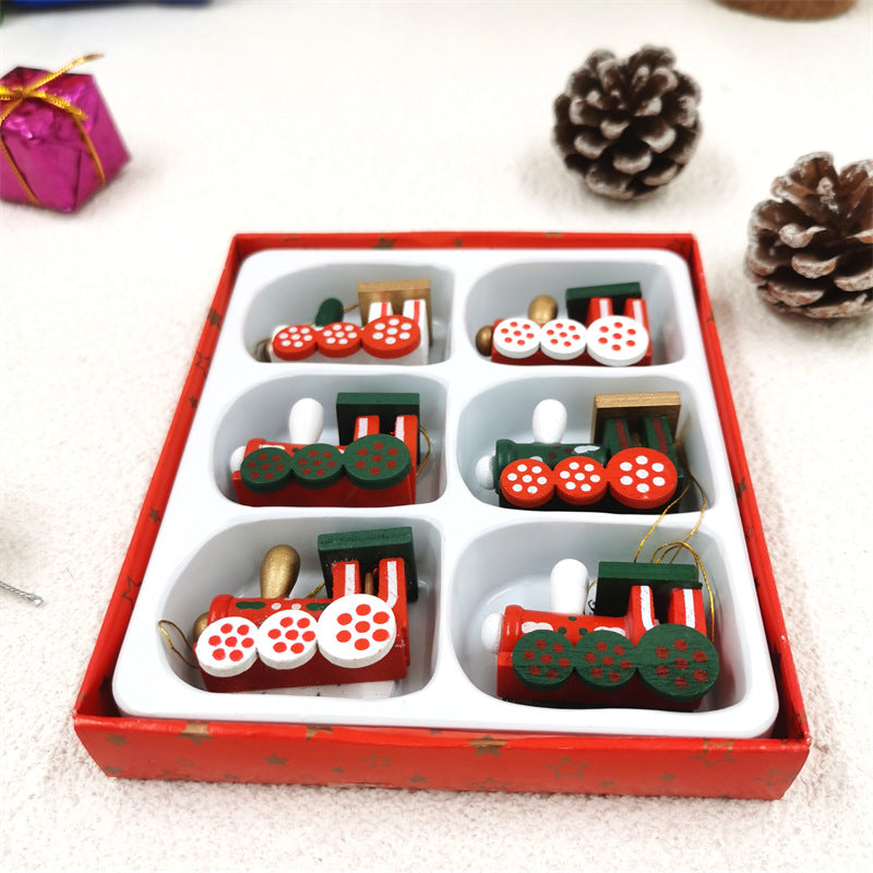Lot de 6 trains de Noël à faire soi-même en bois pour décoration de Noël, vente en gros