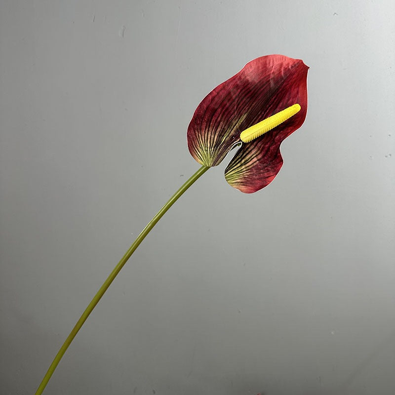 Single Stem Artificial Anthurium Flower, 28" Tall Realistic Faux Red Flamingo Lily for Wedding Centerpieces & Home Decor