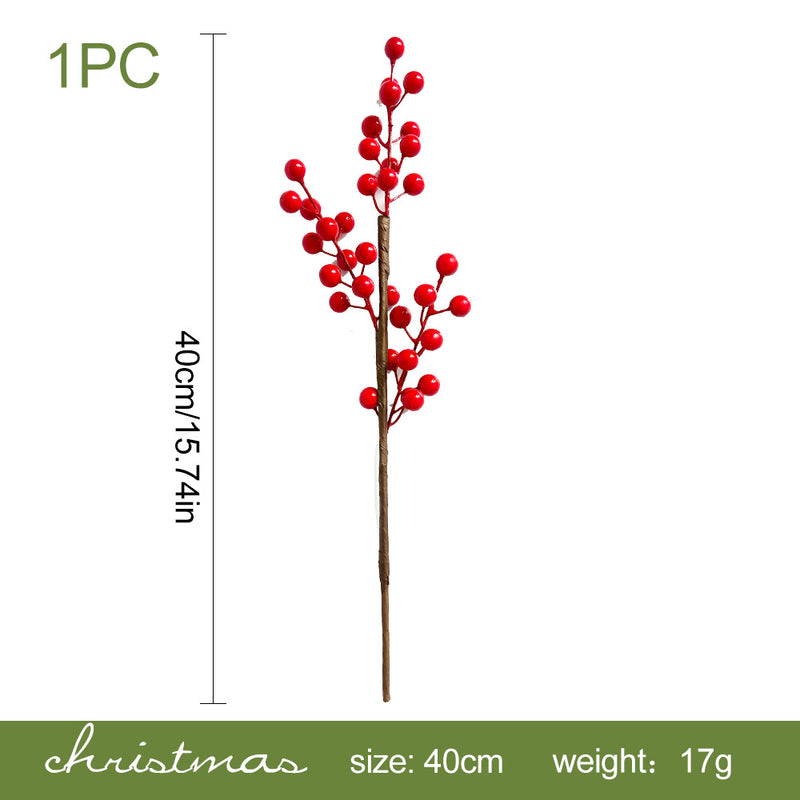 Artificial Red Berry Pine Needle & Cypress Leaf Stem, Faux Christmas Greenery Pick for Holiday Decor, Wreaths & Floral Arrangements