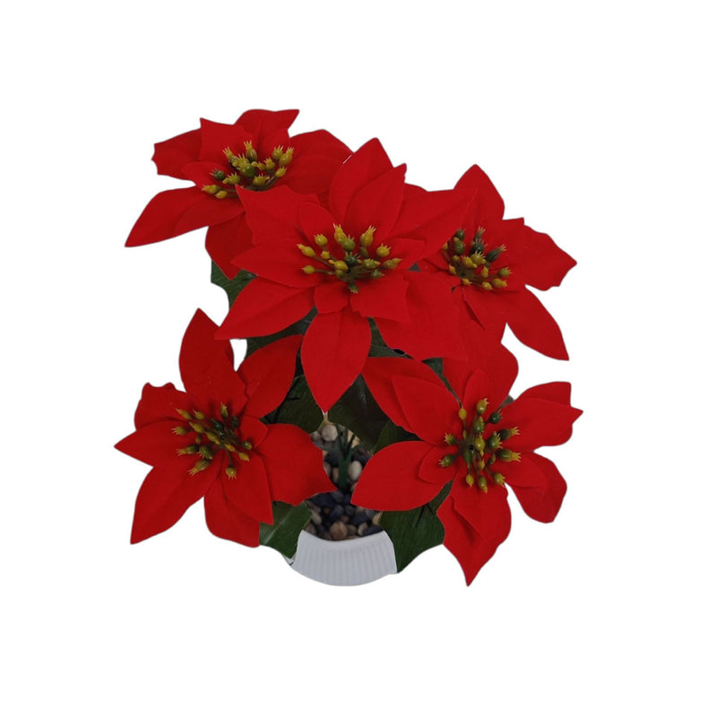 Artificial Poinsettia Bush with 5 Blooms, Weddings & Home