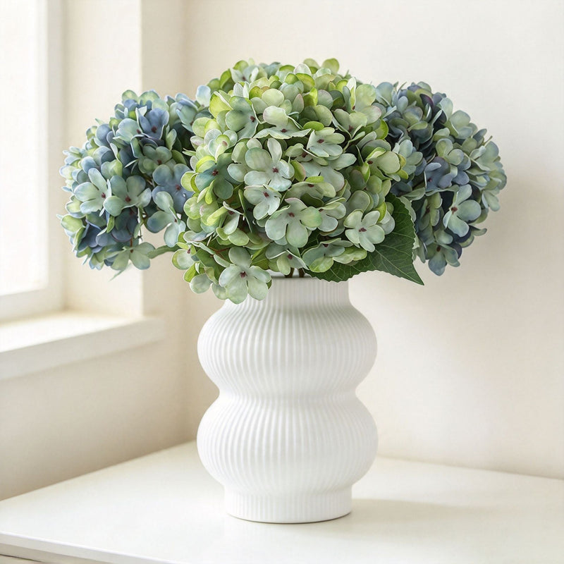 Artificial Hydrangea Stem, Autumn Faux Silk-Like Fabric Single Stem with 1 Bloom, Rustic Fall Flower for Weddings, Vases & Home Decor