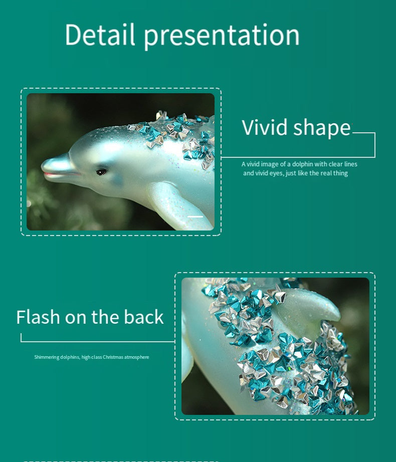 Bulk Artificial Glitter Dolphin Ornaments Christmas Hanging Ornaments Wholesale