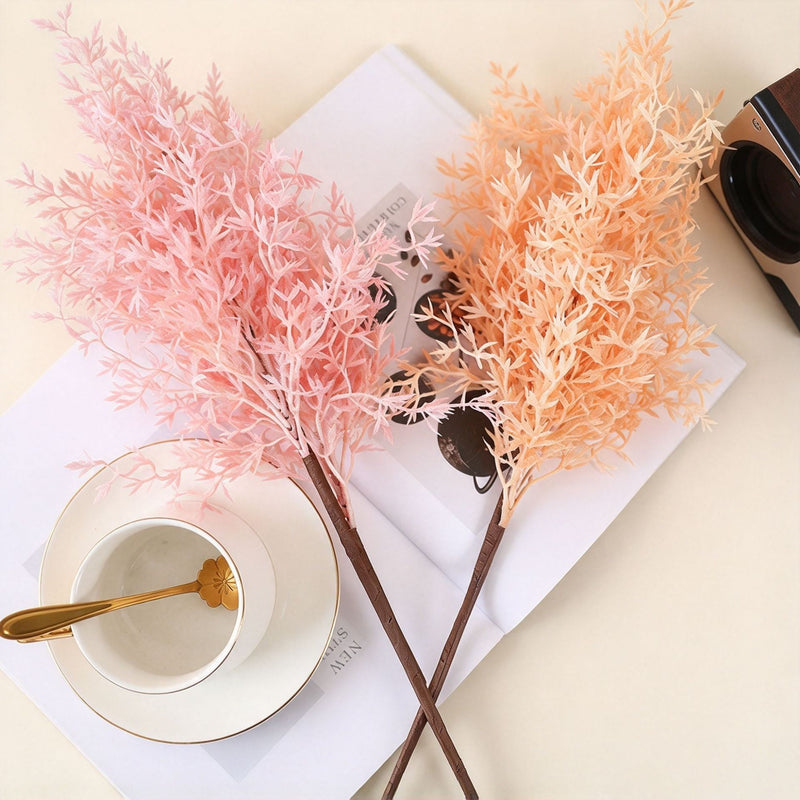 Artificial Frosted Misty Grass Bush, Faux Oncidium Filler Stem for Vases, Wedding Centerpieces & Home Decor