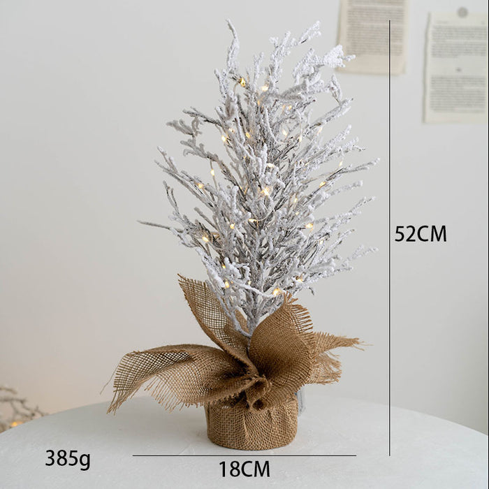Bulk Light Up Flocked Tabletop Christmas Tree Artificial Tree Branches with LED Light Table Centerpieces Christmas Decor Wholesale
