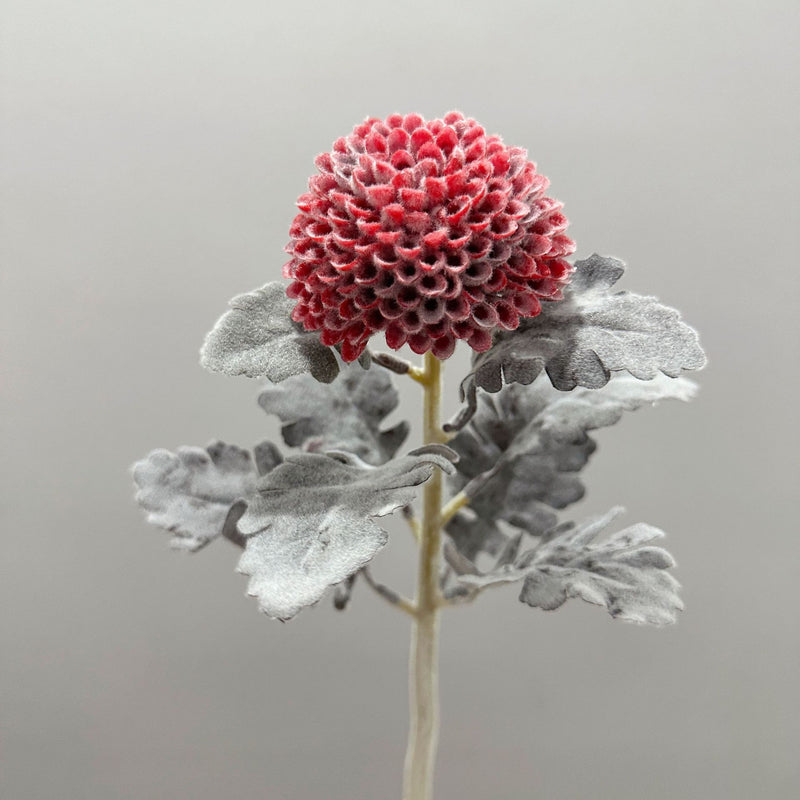 Artificial Chrysanthemum Pompon Single Stem, 14.5" Fluffy Faux Flower for Wedding Centerpieces, Home Decor, Office & Events