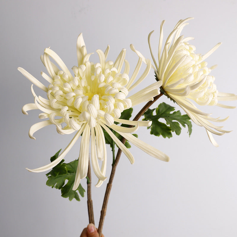 Artificial Chrysanthemum Single Stem, Realistic PU Flower for Home Decor, Weddings & Events, 28" Tall with 8" Bloom