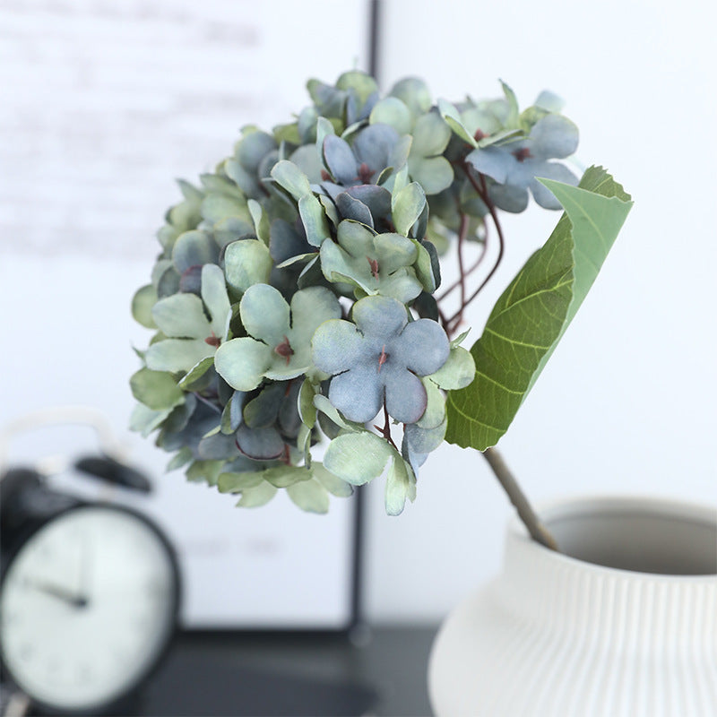 Artificial Hydrangea Stem, Autumn Faux Silk-Like Fabric Single Stem with 1 Bloom, Rustic Fall Flower for Weddings, Vases & Home Decor