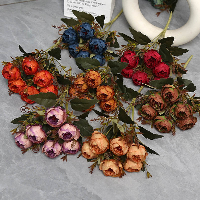 11" Realistic Peony Single Stem with 6 Blooms, Faux Silk Flower for Home Decor, Weddings & Events