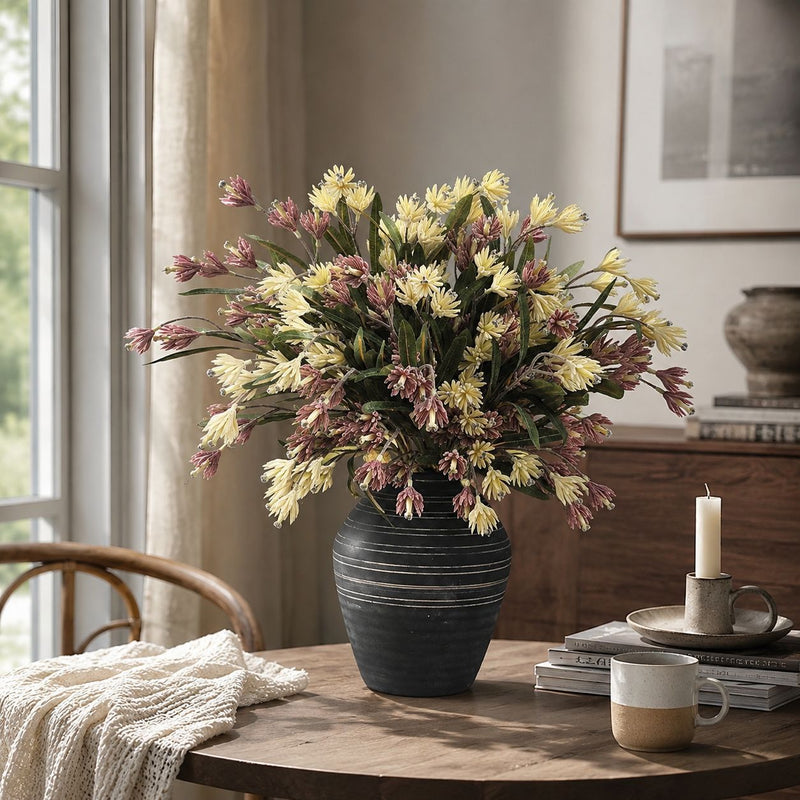 24" Artificial Magnolia Bush with 9 Blooms, Silk Floral Arrangement for Home Decor, Wedding Centerpieces & Commercial Displays
