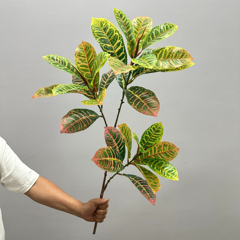Artificial Croton Bush, 25" Tall, Plastic, Indoor/Outdoor Decor, Wedding, Office, Home Styling