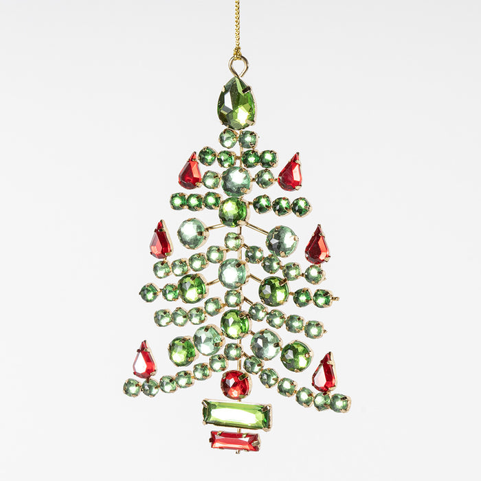 Bulk Christmas Tree Ornaments Acrylic Red Green Gemstone Hanging Decoration Xmas Gift Wholesale