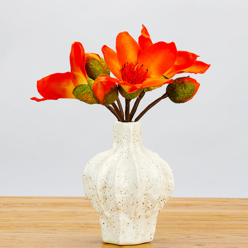 Single Stem Artificial Cotton Rose Flower, 2 Blooms on 14" Faux Silk Stem, Realistic Floral Decor for Weddings, Home & Events