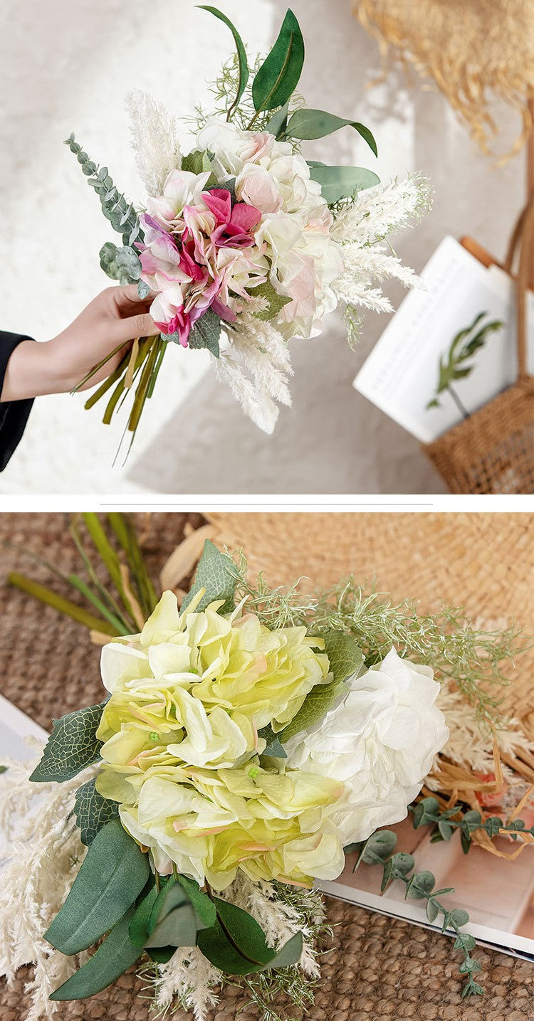 Bouquets de fleurs artificielles en vrac Arrangement de fleurs mixtes d'hortensias en gros 