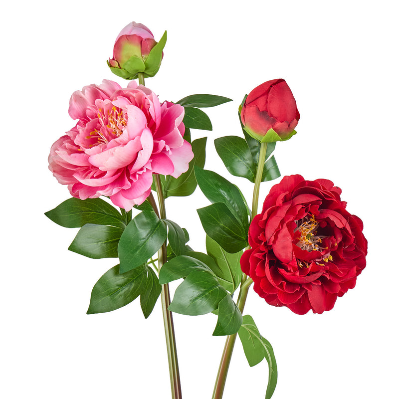 Peony Silk-Like Artificial Flower Bush, 26" Tall with 2 Blooms, Perfect for Home Decor, Weddings, and Events