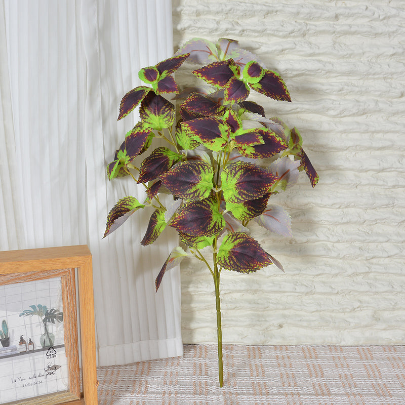 Artificial Coleus Leaf Bush, 18" Realistic Faux Silk Floral Arrangement for Home Decor, Wedding & Commercial Styling