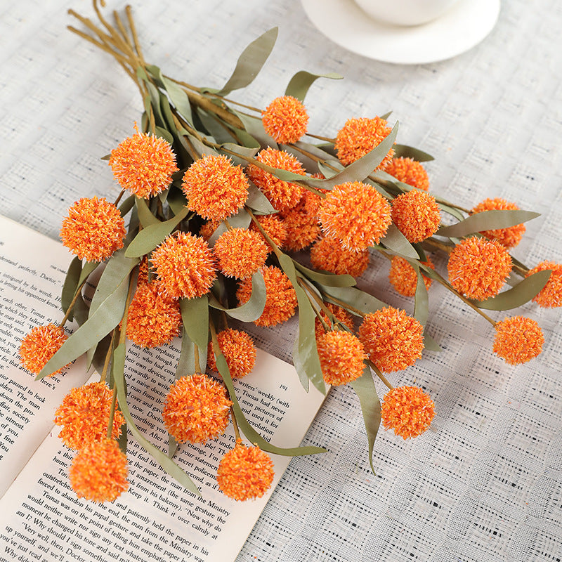Artificial Chrysanthemum Bush with 6 Blooms, 16.5" Faux Silk Ball Flowers for Fall Home Decor, Weddings & Events