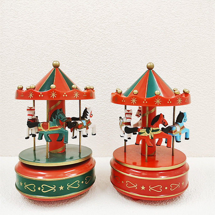 Bulk Christmas Carousel Music Box with 4 Moving Horses Children's Toys for Festival Ornaments Wholesale