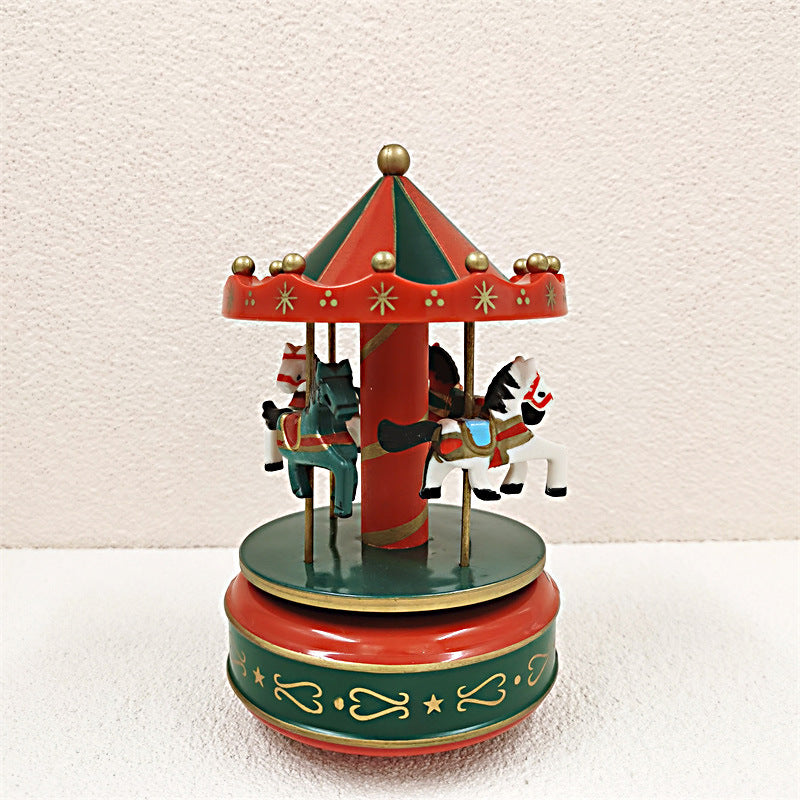 Bulk Christmas Carousel Music Box with 4 Moving Horses Children's Toys for Festival Ornaments Wholesale