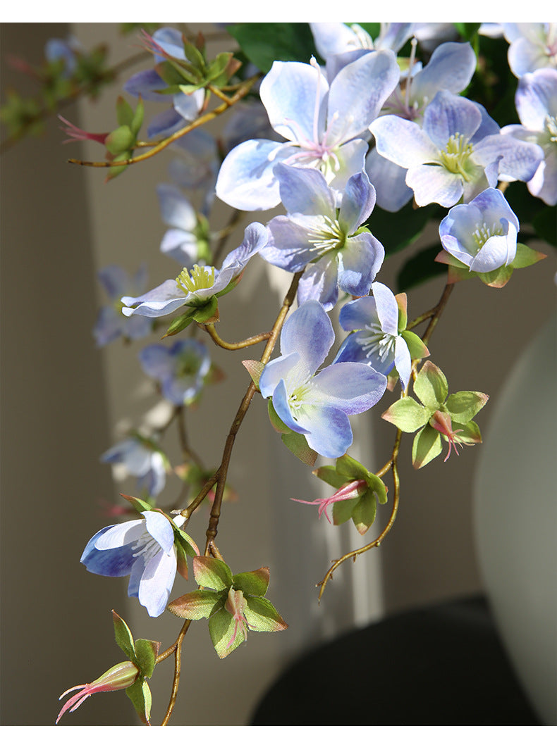 Artificial Jasmine Flower, Single Stem with 9 Blooms, 31" Tall, Silk-Like Fabric, Indoor Decor for Home, Weddings, and Events