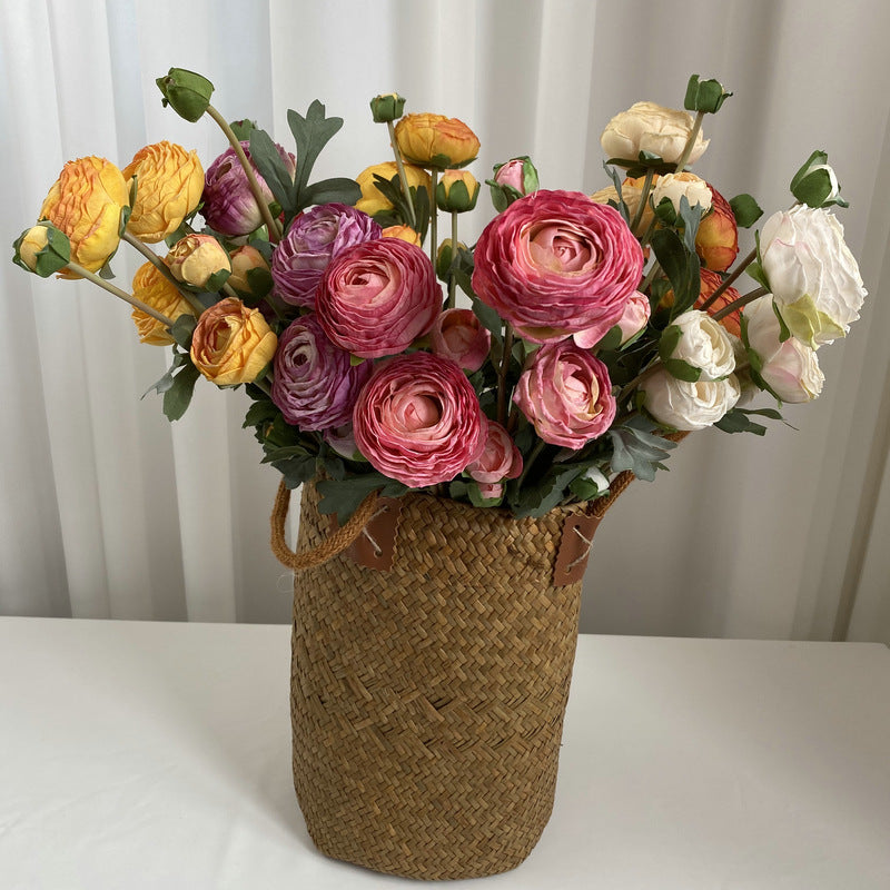 9-Bloom Hand-Tied Bouquet, Faux Silk Peony Stems, 22" Tall, Wedding & Home Decor