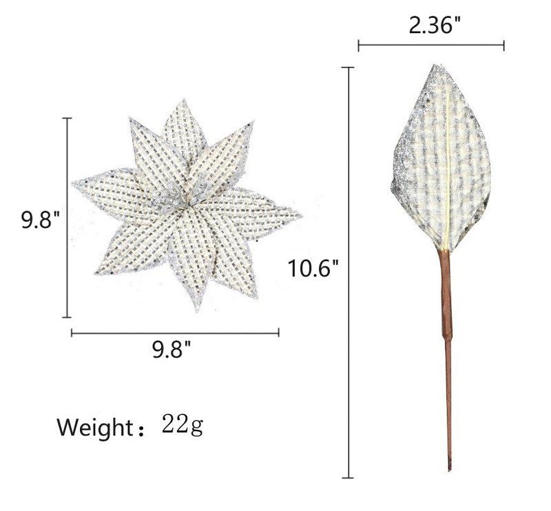 Bulk Glitter Poinsettias Artificial Christmas Flowers Arrangement Decorations for Xmas Tree Garland Rattan Accessories Wholesale