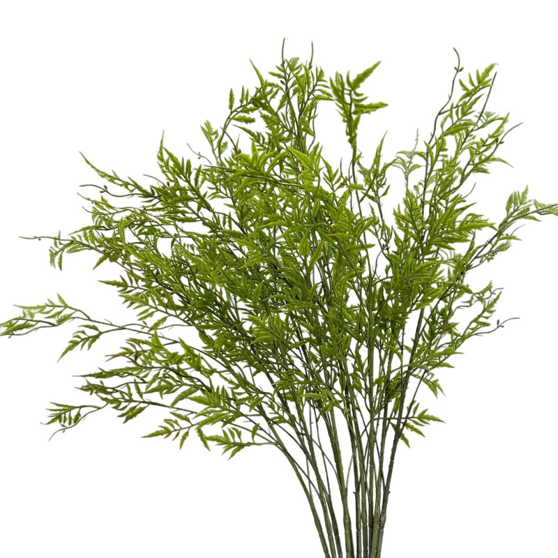 Artificial Persian Fern Bush, Faux Greenery Stem with Boston & Maidenhair-Style Fronds, Tall Soft Plastic, for Home, Wedding & Event Decor