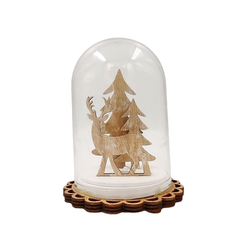 Ornement en verre en forme de cloche en vrac LED arbre de Noël avec base décor de bureau en gros