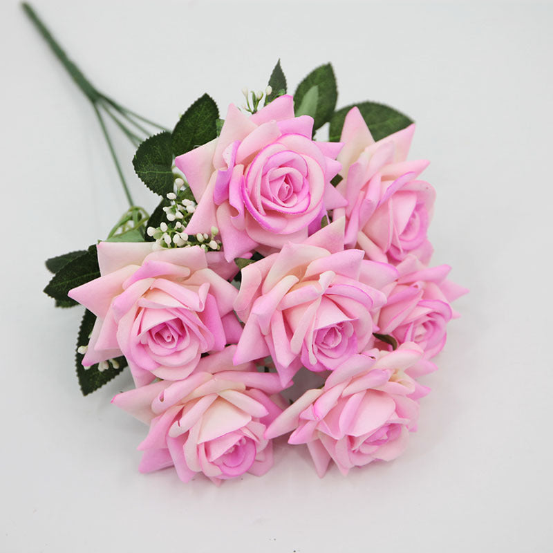 15" Artificial Silk Rose Bush with 7 Blooms, Realistic Faux Floral Arrangement for Home Decor, Weddings & Events
