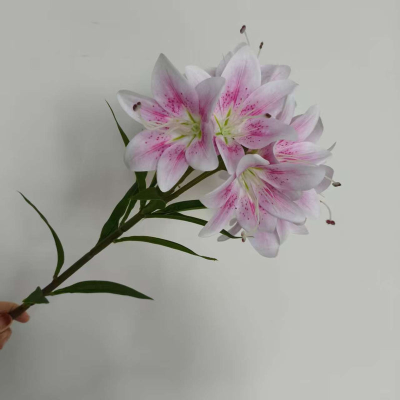 Single Stem Artificial Lily with 10 Blooms, 24" Silk-Like Faux Flowers for Weddings, Home Decor & Floral Arrangements