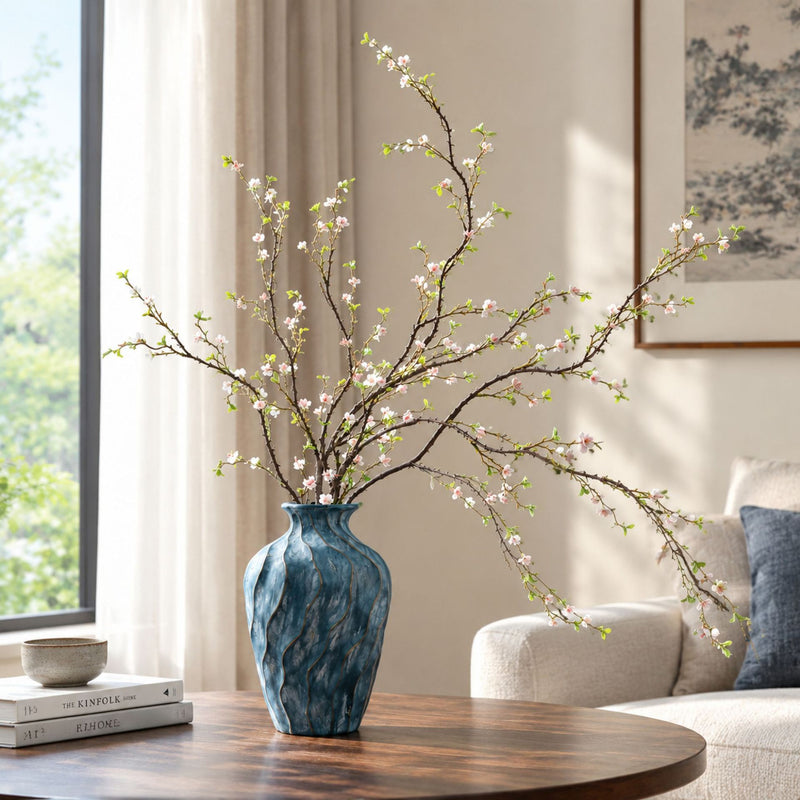 Artificial Wildflower Branch, Single Stem with 30 Blooms, Faux Silk, Bendable, Tall Vase Filler for Home Decor and Events