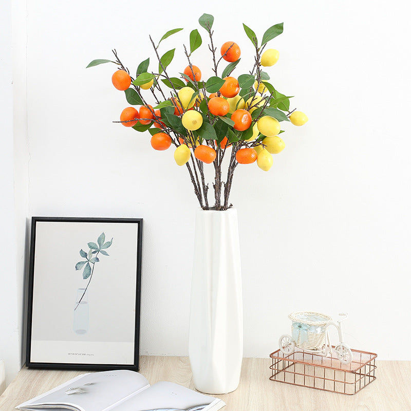 Bulk 34 "ramas artificiales de limón accesorios de frutas falsas realistas con hojas verdes al por mayor 