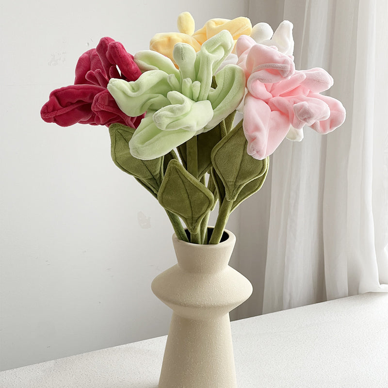 Single Stem Faux Lily Flower, 17" Tall with 6.5" Bloom, Fluffy Fabric Stems for Home Decor, Weddings & Events