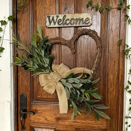 Artificial Olive Leaf Garland, 18" Rustic Vine Wreath for Seasonal Home Decor, Weddings & Events