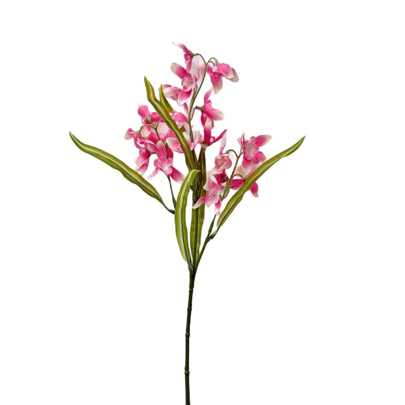 Artificial Cymbidium Orchid Stem, Single Silk-like Bush for Home Decor, Wedding Centerpieces, and Office Styling, 20" Tall