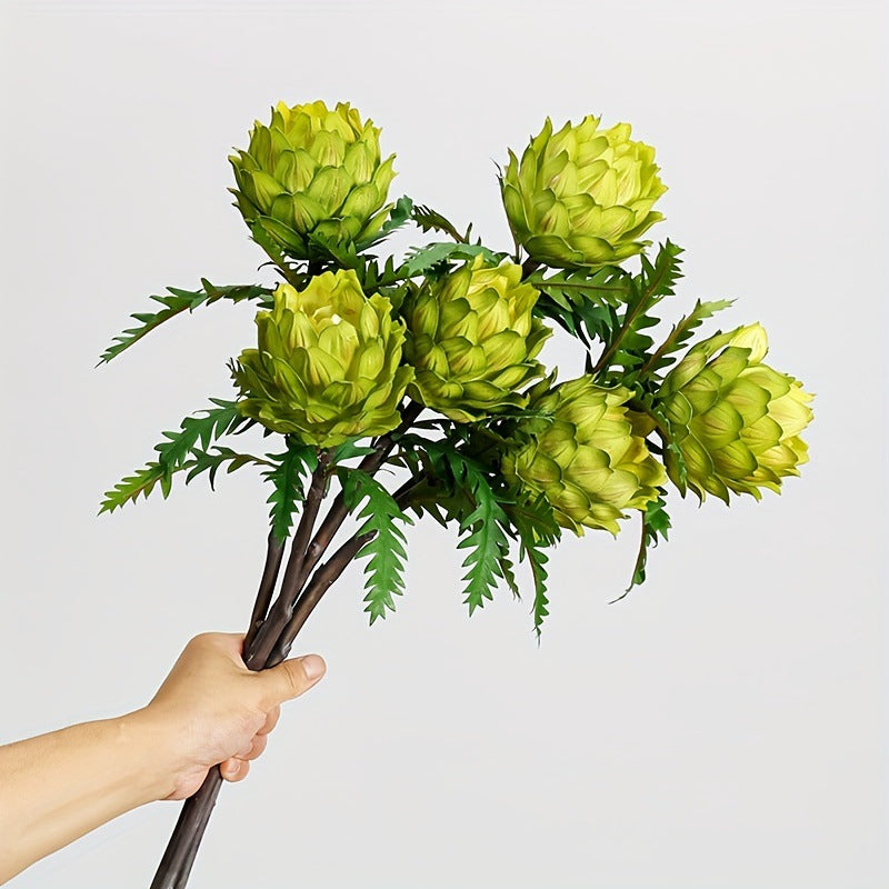 Artificial Bromeliad Single Stem, 16" Tall, Faux Silk for Home Decor, Weddings, and Events