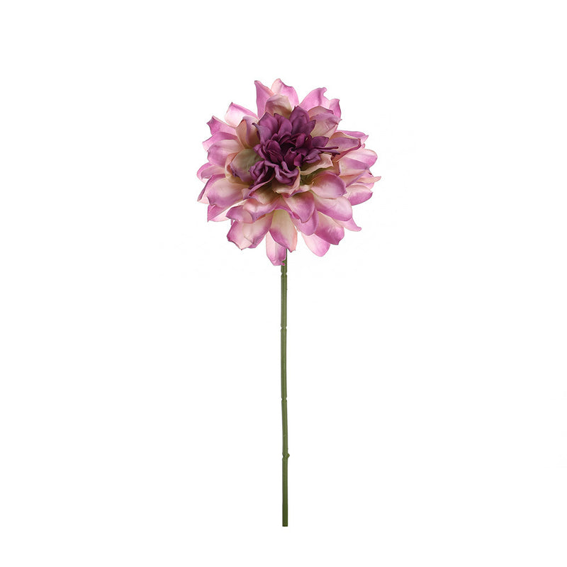 Burnt-Edge Dahlia Artificial Flower, Single Stem with 1 Bloom, Faux Silk Fabric, Wedding & Home Decor