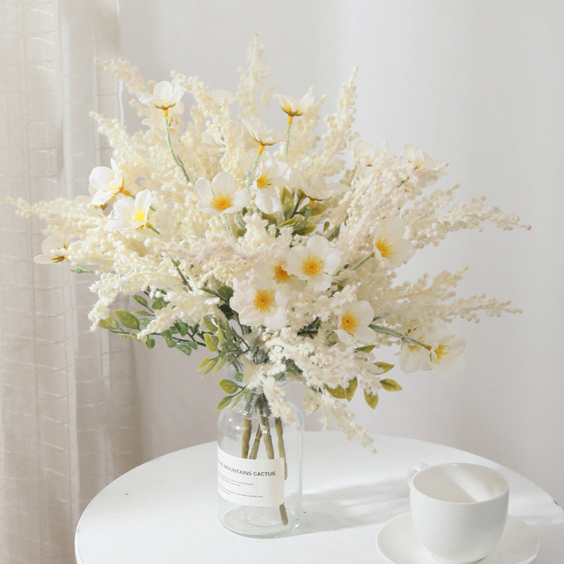Artificial Wildflower Bush with 7 Blooms, Silk-Like Fabric, 14" Height, Perfect for Home Decor, Weddings, and Events