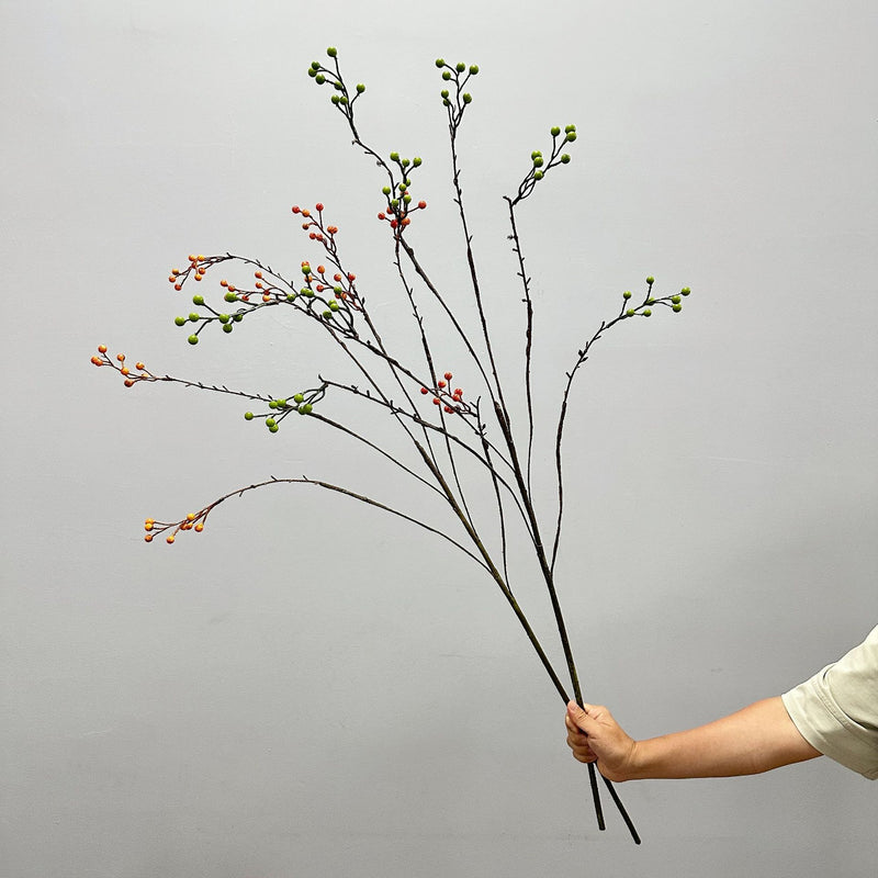 Artificial Red Berry Bush, 55" Long Faux Foam Berry Stems for Wedding Centerpieces, Home Decor, and Seasonal Displays